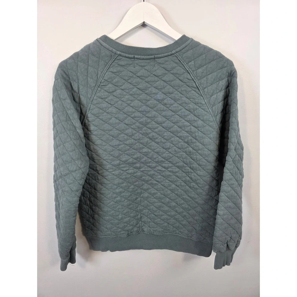 Zara Kids Quilted Sleeve Sweatshirt Crewneck Gray Blue Pullover Size 11/12 /B101